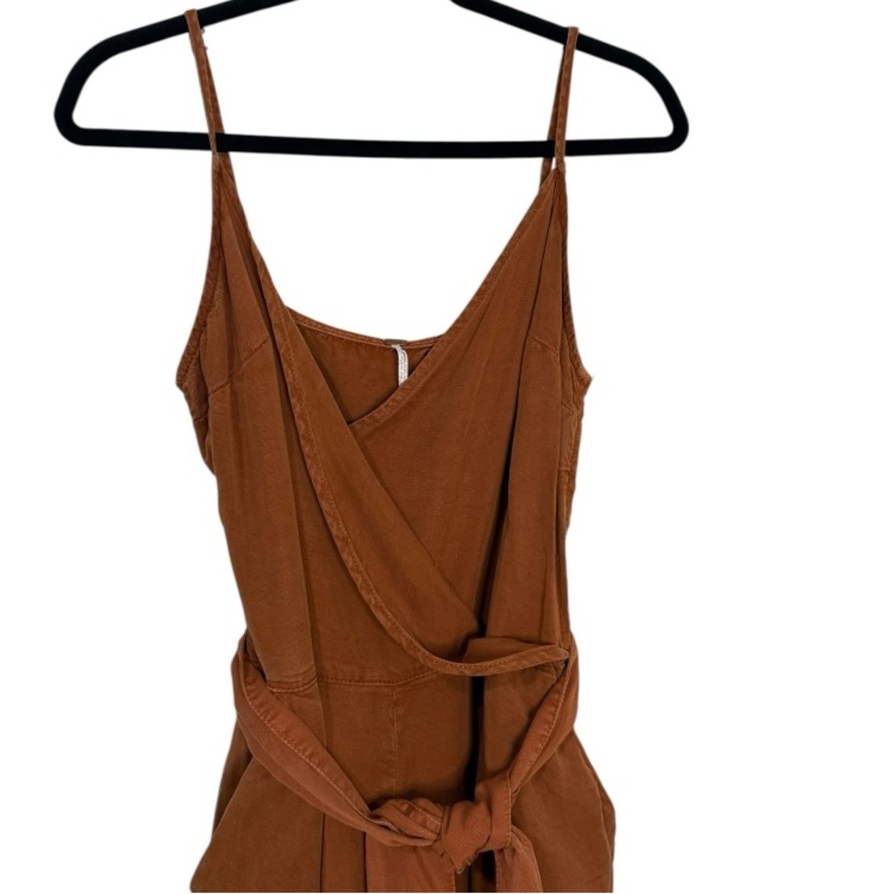 Free People Jade Jumpsuit Caraway Wrap Wide Leg Lyocell Size 12 Boho - Picture 6 of 10